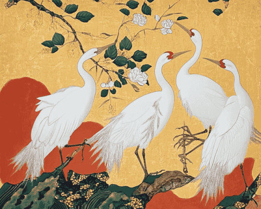 White Birds by Watanabe Shiko Diamond Painting