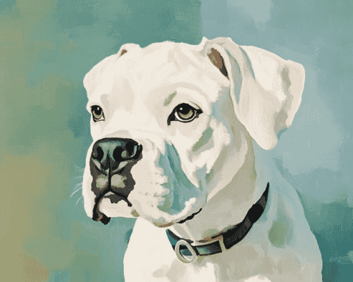 White Boxer Puppy Diamond Painting