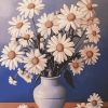 White Daisy Vase Blossoms Diamond Painting