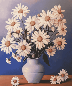 White Daisy Vase Blossoms Diamond Painting