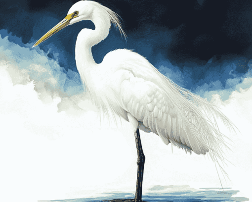 White Egret Bird Diamond Painting