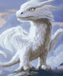 White Falcor Fantasy Diamond Painting