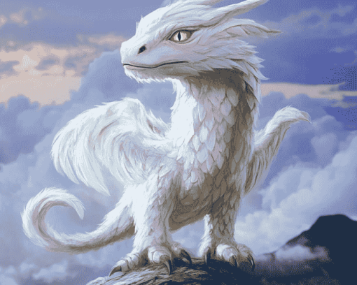 White Falcor Fantasy Diamond Painting