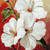 White Hibiscus Blossoms Diamond Painting