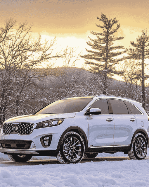 White Kia Sorento Mountain Drive Diamond Painting