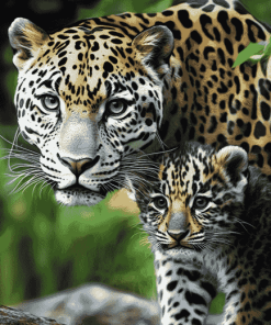 White Leopard and Baby Wildlife Diamond Painting