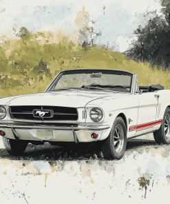 White Mustang Convertible Diamond Painting