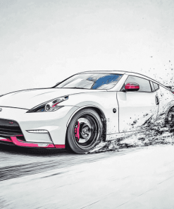 White Nissan 370 Z Car Diamond Painting