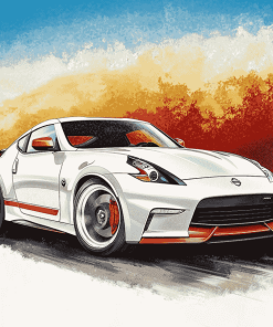 White Nissan 370z Engines Diamond Painting