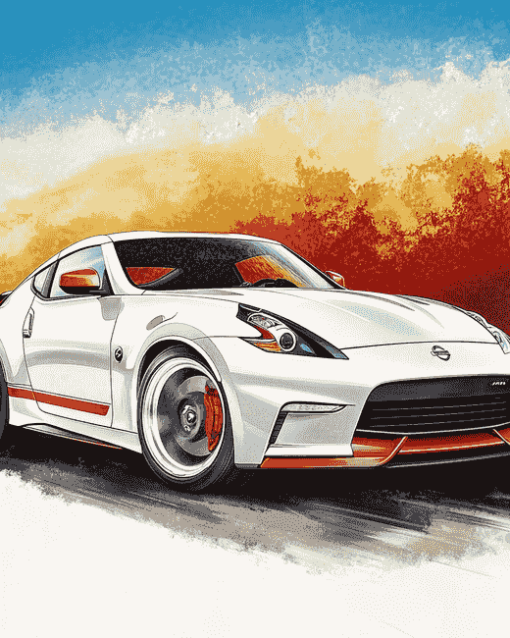 White Nissan 370z Engines Diamond Painting