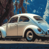 White Vintage Volkswagen Bug Diamond Painting