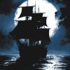 Whydah Ship Moonlit Silhouette Diamond Painting