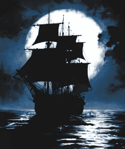 Whydah Ship Moonlit Silhouette Diamond Painting