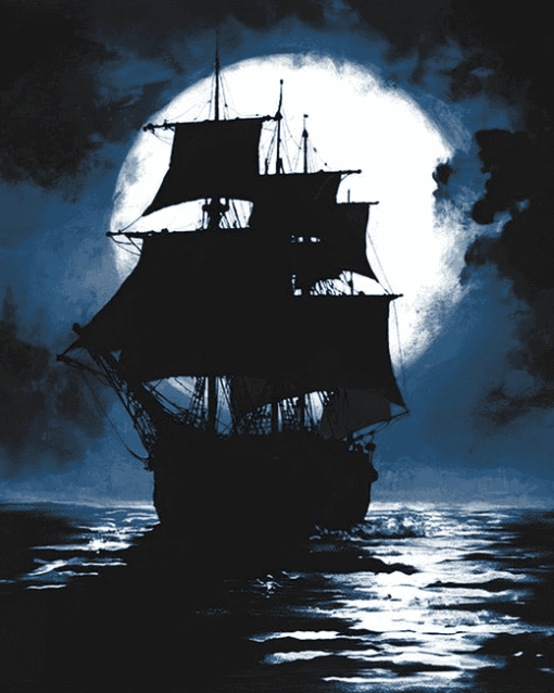 Whydah Ship Moonlit Silhouette Diamond Painting