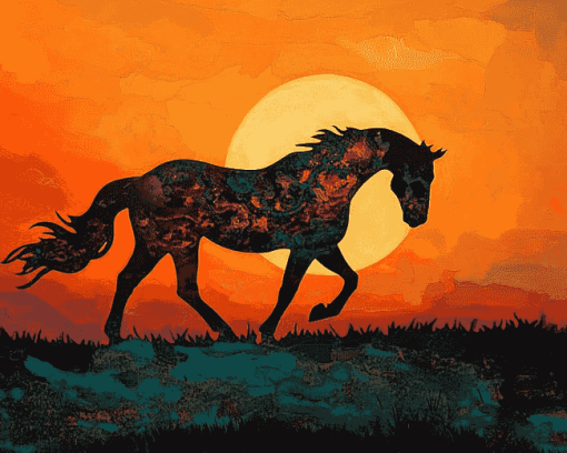 Wild Horse Silhouette Diamond Painting