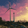 Wind Turbine Landscape Diamond Painting