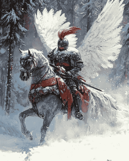 Winged Hussar Winter Scene Diamond Painting