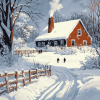 Winter Barn Landscapes Diamond Painting