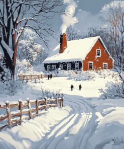 Winter Barn Landscapes Diamond Painting