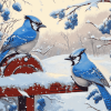 Winter Blue Jays Diamond Painting