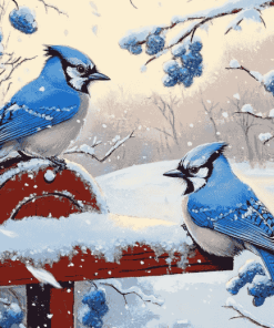 Winter Blue Jays Diamond Painting