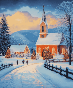 Winter Church Scene Diamond Painting