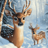 Winter Fawn in Snow Diamond Painting