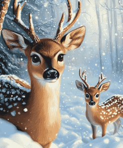 Winter Fawn in Snow Diamond Painting