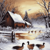 Winter Geese Landscape Diamond Painting