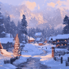 Winter Snowy Village Diamond Painting