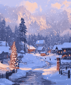 Winter Snowy Village Diamond Painting