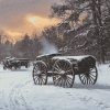 Winter Wagons in Snowy Landscape Diamond Painting