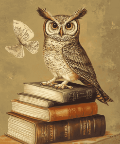 Wise Owl on Books Diamond Painting