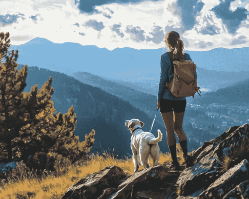 Woman and Dog Outdoor Adventure Diamond Painting