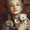 Woman with Ferrets Diamond Painting