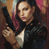 Woman with Gun Diamond Painting