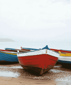 Wood Boats on the Beach Diamond Painting