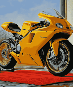 Yellow Ducati 999 Motorbikes Diamond Painting