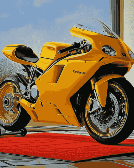 Yellow Ducati 999 Motorbikes Diamond Painting