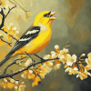 Yellow Finch Bird Diamond Painting