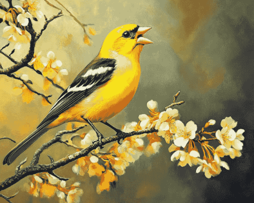 Yellow Finch Bird Diamond Painting