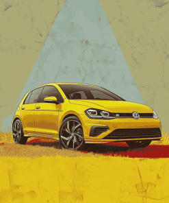 Yellow Golf 8 VW Car Diamond Painting