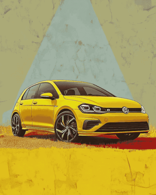 Yellow Golf 8 VW Car Diamond Painting