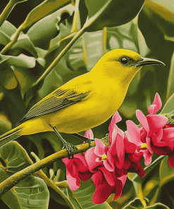 Yellow Hawaiian Honeycreeper Birds Diamond Painting