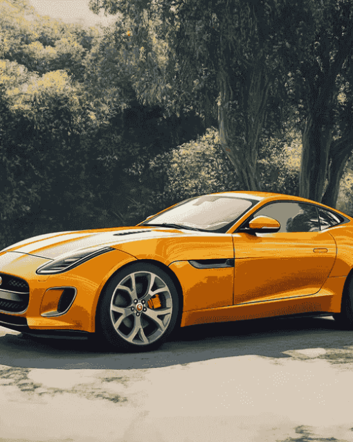 Yellow Jaguar F Type Diamond Painting