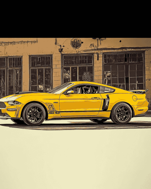 Yellow Mach 1 Mustang Car Diamond Painting