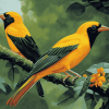 Yellow Old World Orioles Diamond Painting