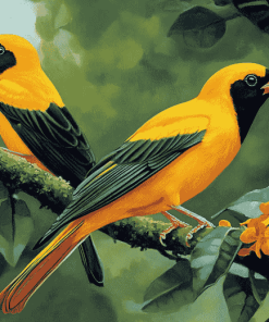 Yellow Old World Orioles Diamond Painting