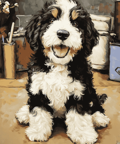 Adorable Bernedoodle Pup Diamond Painting