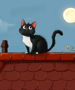 Aesthetic Cat on Roof Diamond Painting